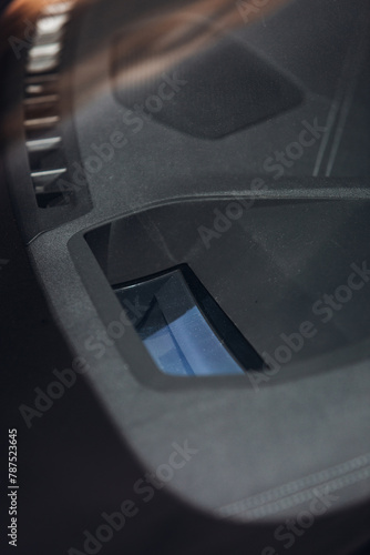 A head-up display in the panel of modern car. HUD system of the vehicle