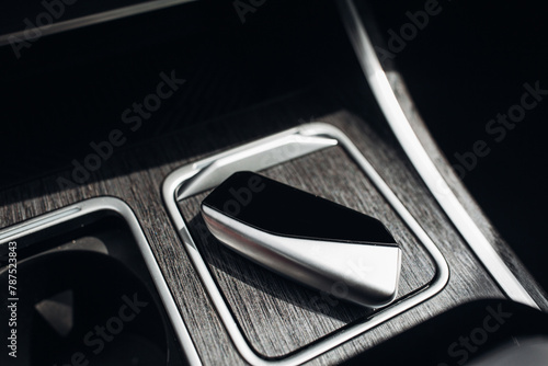 Modern car key inside the car