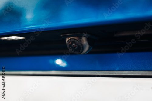 Rear view camera at the trim of a modern car