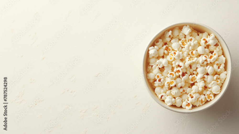Bowl of popcorn on a light minimalistic background. Bowl of popcorn on a light minimalistic background.