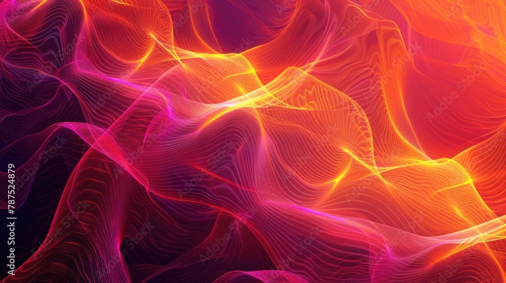 Orange-pink neon lines. Abstract background or screensaver. AI generative.