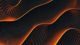Orange wavy lines on a dark background. AI generative.