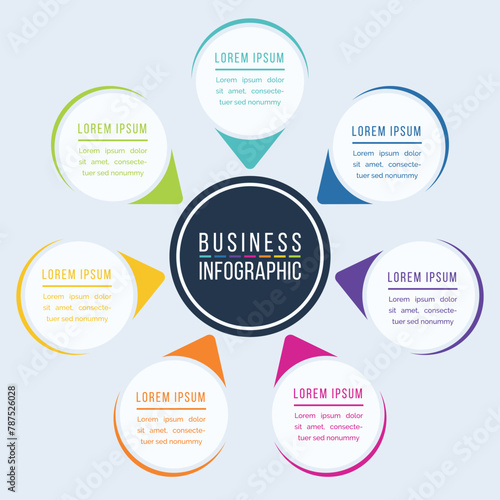 Infographic circle design 7 Steps, objects, elements or options information business infographic template