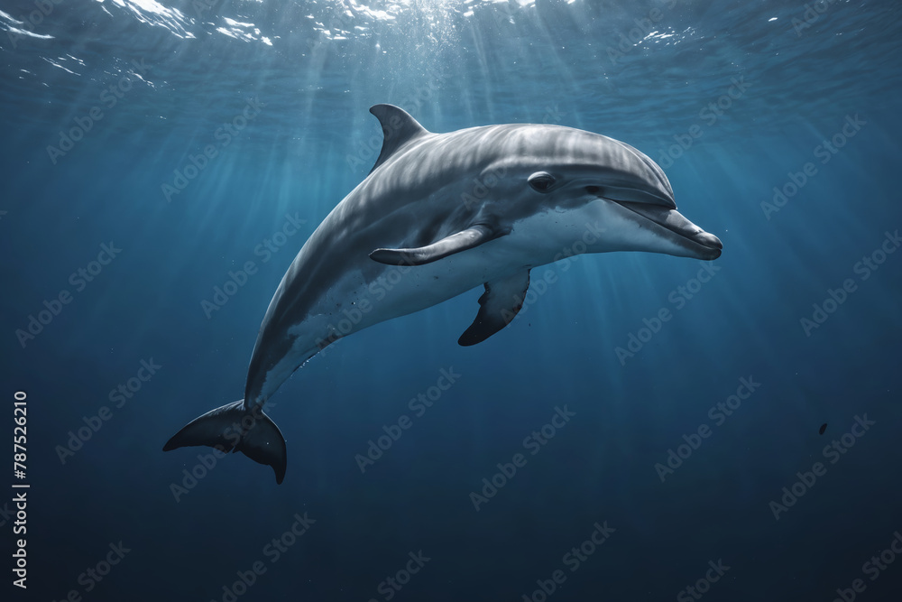A captivating depiction of aquatic life, featuring a dolphin gracefully navigating through water. A captivating depiction of aquatic life, featuring a dolphin gracefully navigating through water.