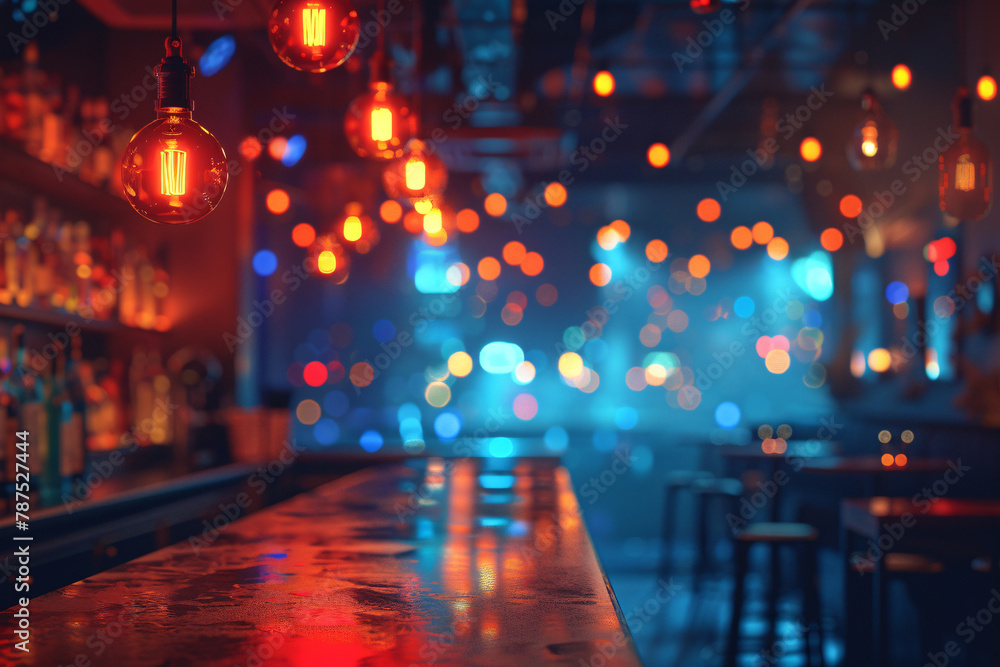 Blurred background, nightlife, bar environment, defocused bokeh lights Blurred background, nightlife, bar environment, defocused bokeh lights