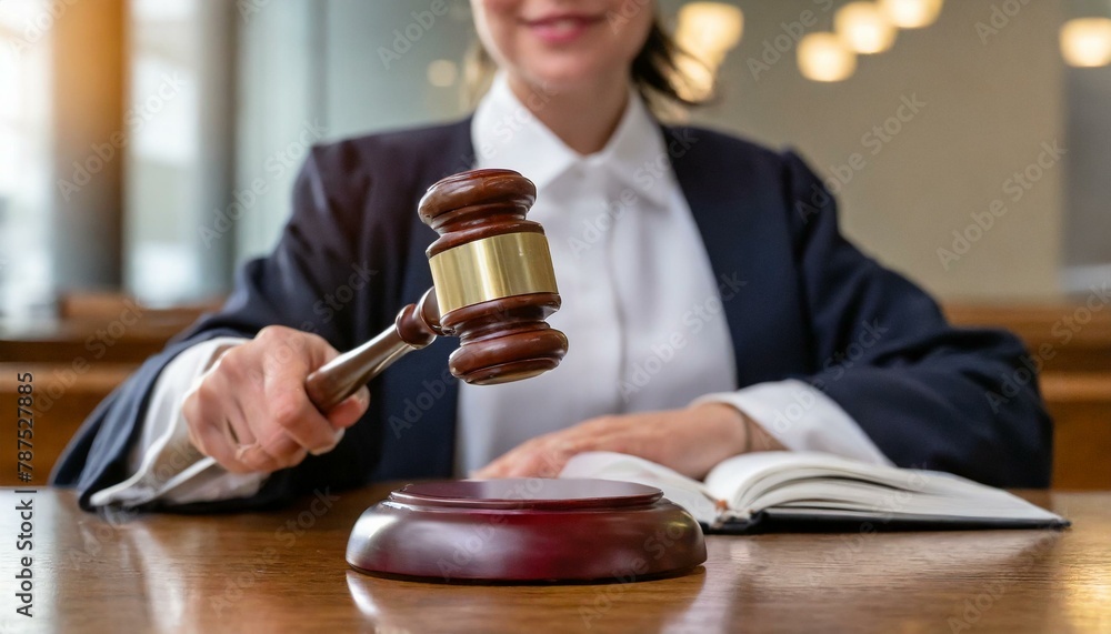 Judge slamming the Gavel - Making Judgement - Ending the Court Process - Judge sitting at Courtroom Table Judge slamming the Gavel - Making Judgement - Ending the Court Process - Judge sitting at Courtroom Table