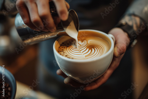pouring coffee in a cup photo