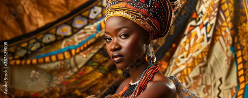 Portrait of a beautiful African woman in traditional clothing.