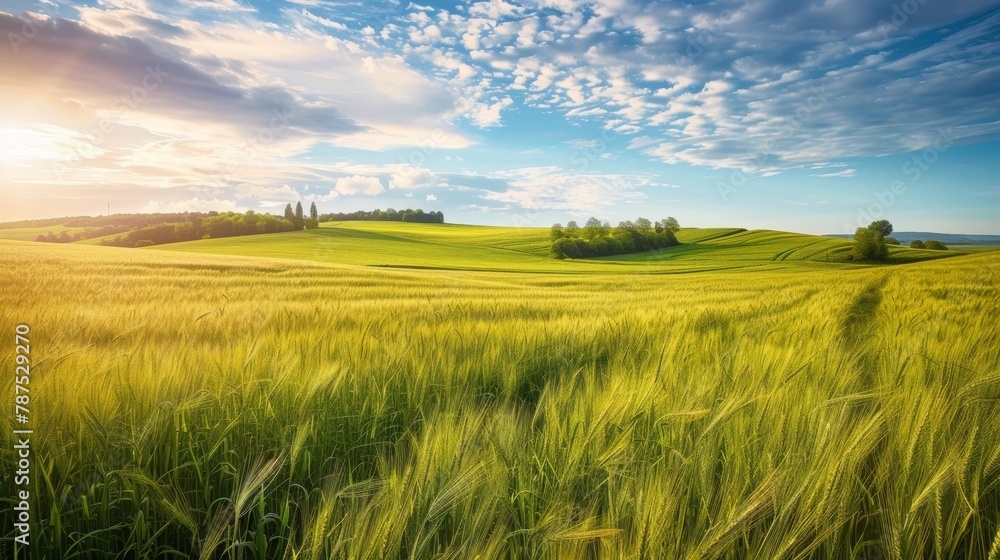 Fototapeta premium Countryside field, sunny day in the countryside