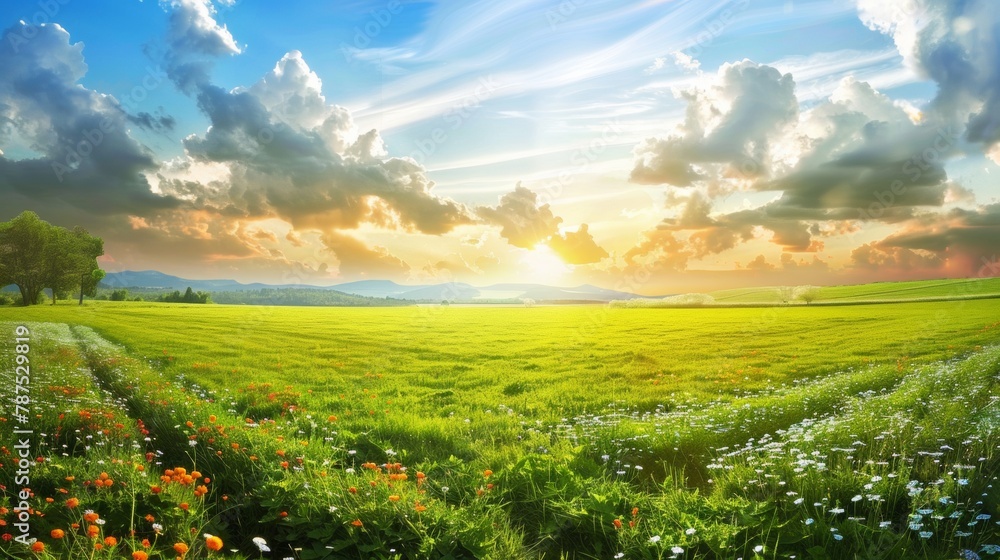 Obraz premium Countryside field, sunny day in the countryside