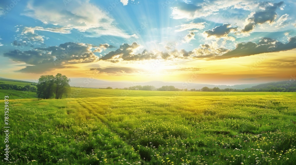 Obraz premium Countryside field, sunny day in the countryside