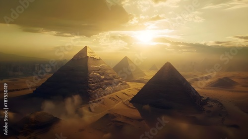 Ancient   Futuristic Egyptian Pyramids Landscape Photography  Generative AI 
