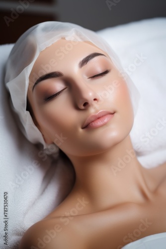 woman in spa salon working with facial skin Generative AI