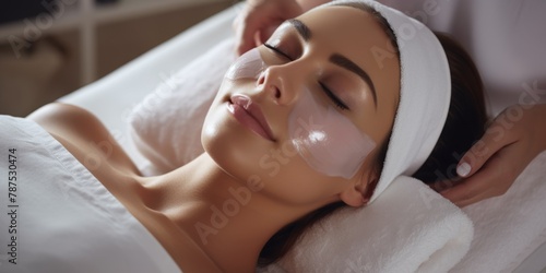 woman in spa salon working with facial skin Generative AI