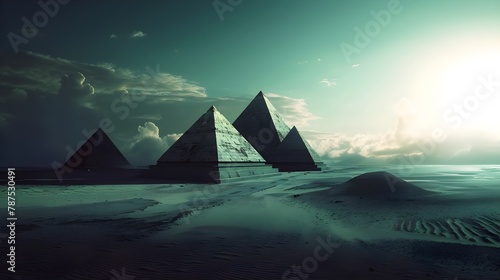 Ancient   Futuristic Egyptian Pyramids Landscape Photography  Generative AI 