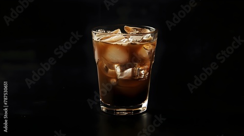 Glass Of Cold Brew Coffee Isolated On Black Background (Generative AI)