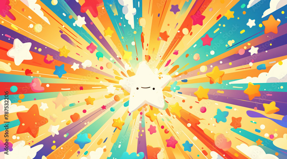 Graphic image of a star with bright lines and colorful patterns. Graphic image of a star with bright lines and colorful patterns.