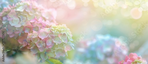 Soft colored hydrangea in a sweet blurred style perfect for backgrounds.