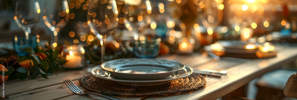 Elegant luxury table setting with fancy glassware in restaurant Elegant luxury table setting with fancy glassware in restaurant