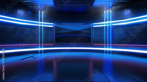 3D Virtual News Studio Background. 3d rendering