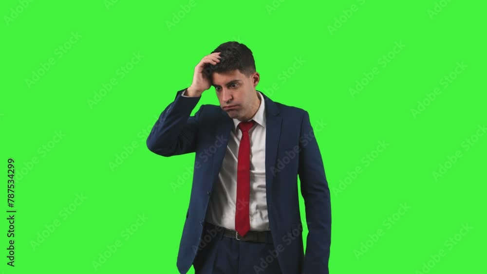 Exhausted Businessman: Coping with Stress and Overwhelm Green Screen Chroma Key Exhausted Businessman: Coping with Stress and Overwhelm Green Screen Chroma Key