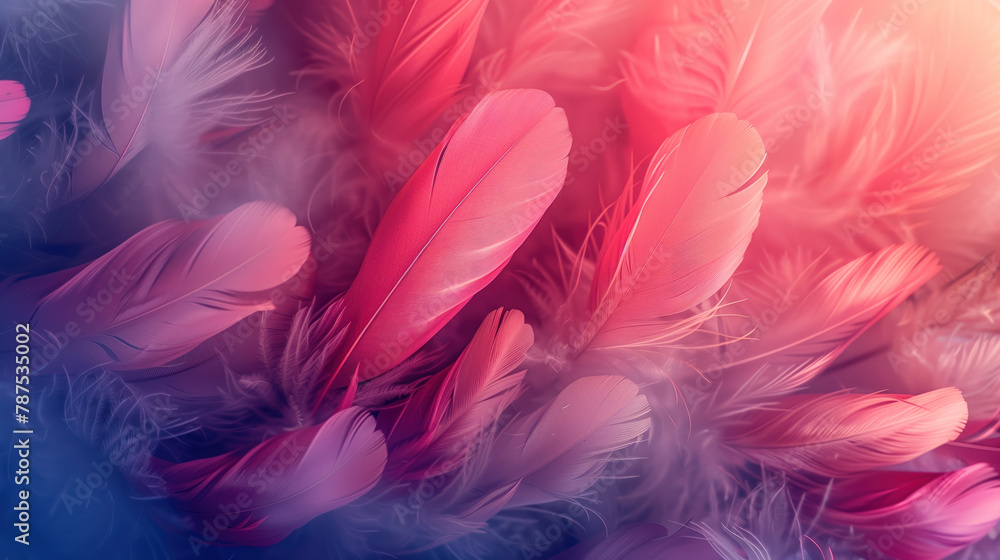 Soft feather texture in pink and blue colors.