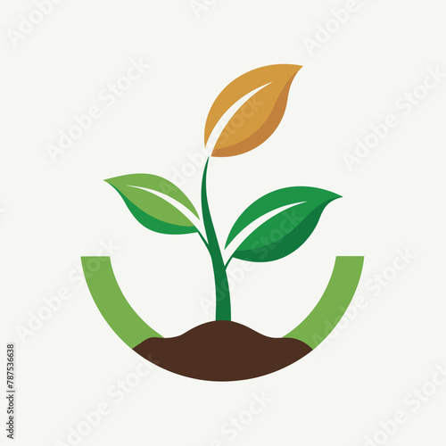 A plant is growing out of the ground, showcasing the process of germination and growth, A linear design of a plant sprouting from a seed in a minimalist style