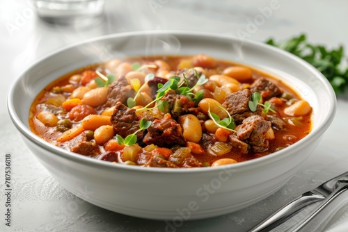 Hearty Beef and Bean Stew Served Hot