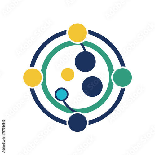 People standing in a circular formation, A logo utilizing circles and dots to convey the idea of coordination and synchronization in supply chain management
