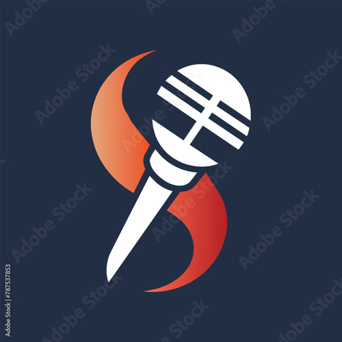 A microphone with a cross symbol placed on top of it, creating a unique and symbolic design, A minimalist logo featuring a sleek, stylized lion silhouette
