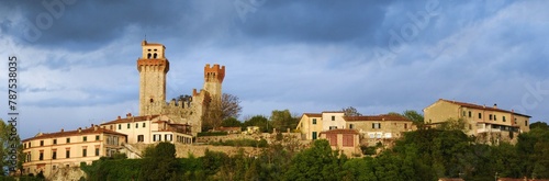 Italia, opera dell'architettura, antico borgo fortificato Castello di Nozzano, Lucca, Toscana photo