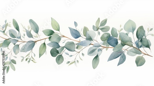 Watercolor floral - green leaf branches collection, for wedding stationary, greetings, wallpapers, fashion, background. Eucalyptus, olive, green leaves, etc.
