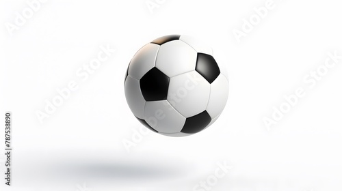 A football suspended in mid-air  isolated against a seamless white background.