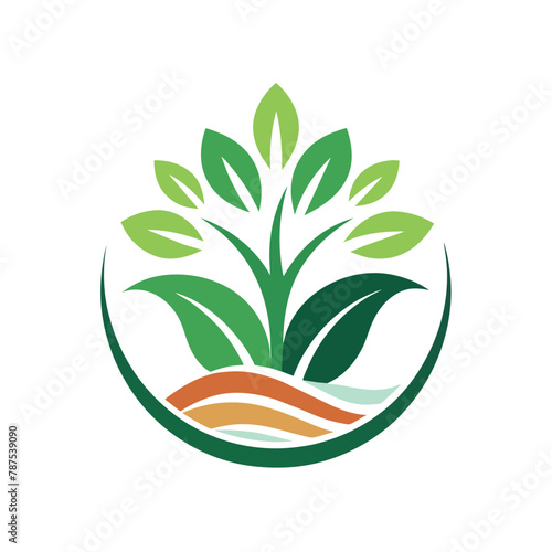 A green leaf logo set against a white background, showcasing a minimalist design, A minimalist representation of a lush, flourishing garden in a sleek, contemporary design