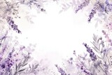 Floral Frame, Watercolor Purple lavender, Invitation Design with Copy Space