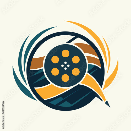 A modern interpretation of traditional film reel imagery for a film production companys logo, A modern take on traditional film reel imagery, minimalist simple modern vector logo design