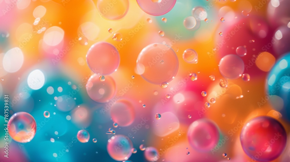 A close up of a colorful background with bubbles and soap, AI