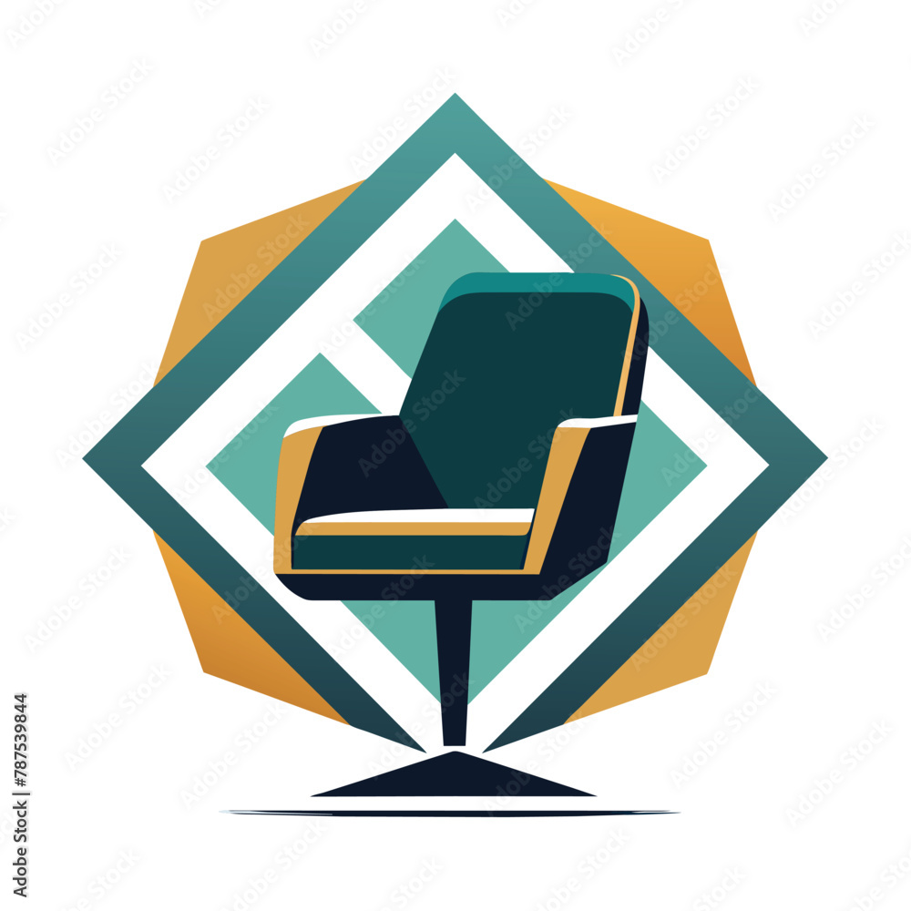 A chair is placed on top of a table, next to a sparkling diamond, An ...