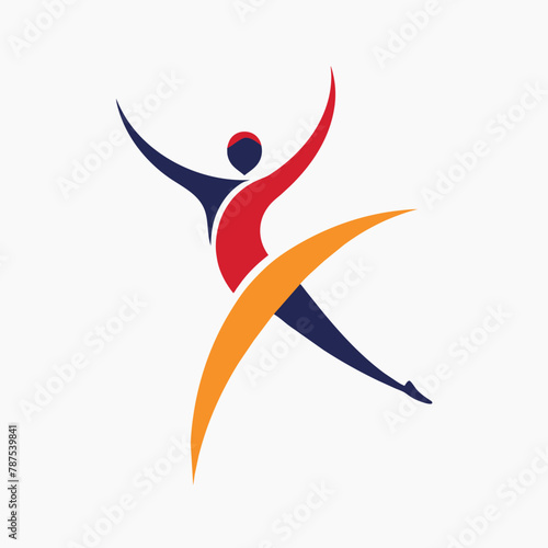 Team logo showcasing an abstract interpretation of a gymnast in mid-air, embodying strength and athleticism, An abstract interpretation of a fox in a minimalist logo