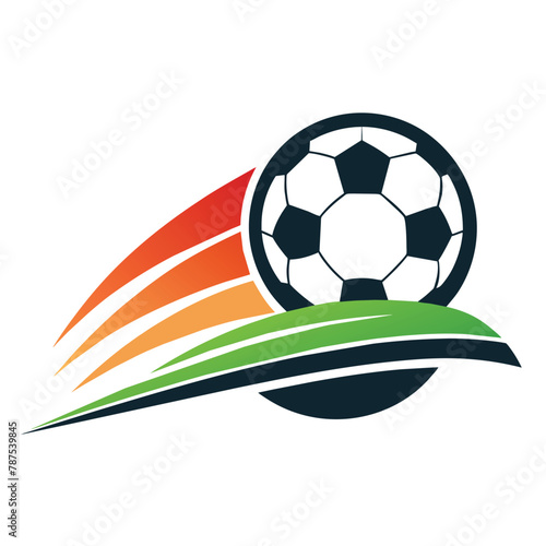 A soccer ball sits motionless on top of a vibrant green field under the sun  An abstract interpretation of a soccer ball rolling across a field
