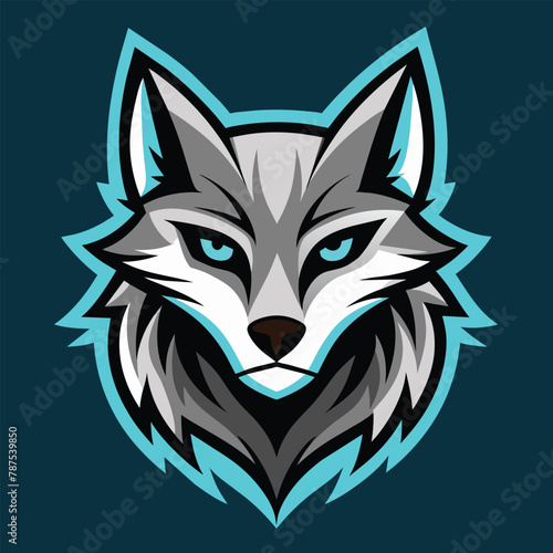 A close-up view of a wolfs head, featuring piercing blue eyes, An abstract interpretation of a wolf's eyes in a minimalist style