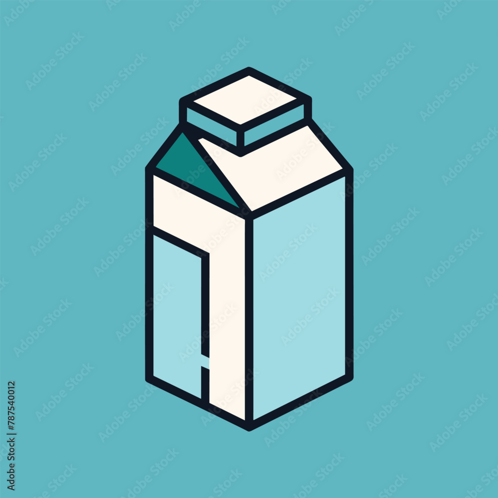 A carton of milk displayed on a bright blue background, An abstract representation of a milk carton, minimalist simple modern vector logo design A carton of milk displayed on a bright blue background, An abstract representation of a milk carton, minimalist simple modern vector logo design