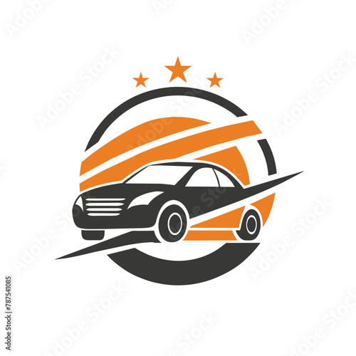 A car with a star emblem on the roof parked on the street, A simplistic logo design with a subtle nod to the car rental industry