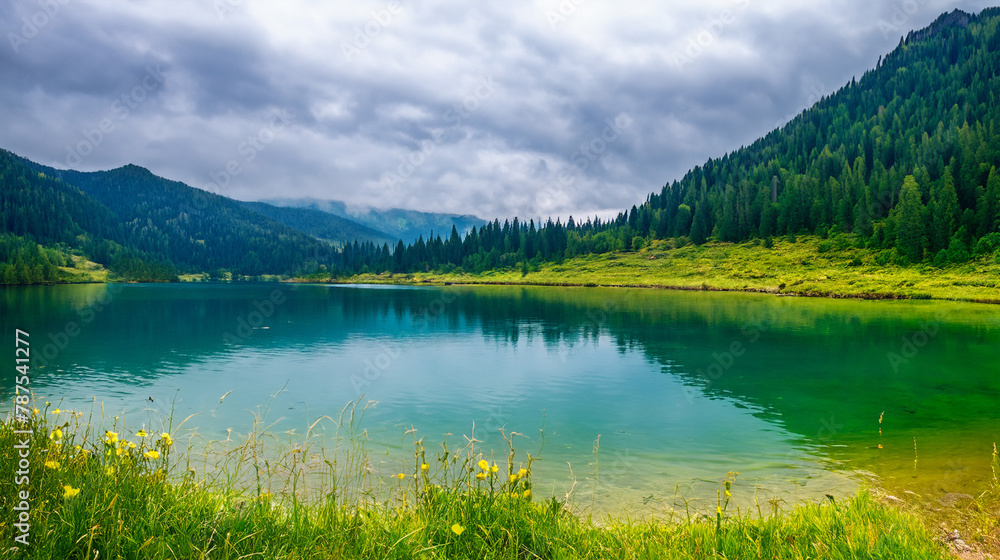 Peaceful landscape lake in the mountains Peaceful landscape lake in the mountains