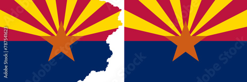 Flag of Arizona state flags vector. Standard flag and with torn edges