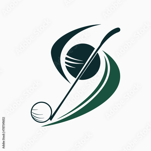 A sleek design featuring a golf club and ball intertwined in a logo, A sleek design featuring a golf club and ball intertwined