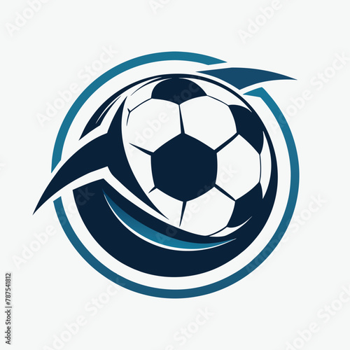 A soccer ball rests at the center of a circle in a minimalist illustration  A sleek illustration of a soccer ball  minimalist simple modern vector logo design