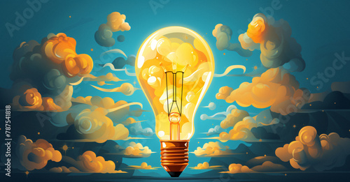 Light bulb sketch, Electric light, energy concept, Idea concept, Innovative Technology Idea Concept
