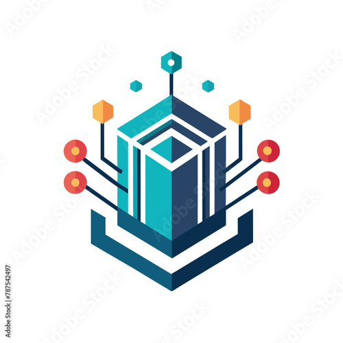 Logo design for a software company, featuring a digital technology hub symbol, Basic illustration of a digital technology hub, minimalist simple modern vector logo design