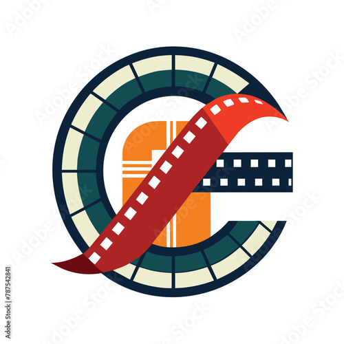 Logo for a film production company featuring intertwining cinema film strips and the letter C, cinema film strips combine with letter C logo design